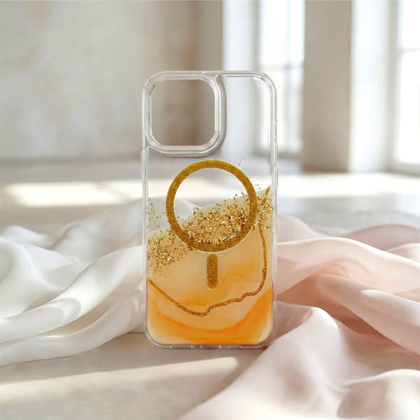 iPhone 16 Pro Max - MagSafe Epoxy Transparent Beskyttelse med 3D Effekt Orange