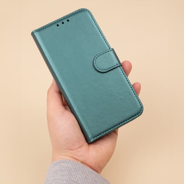 iPhone 17e / iPhone 16e - Book Case Kotelo Mobiililompakko Tummanvihreä