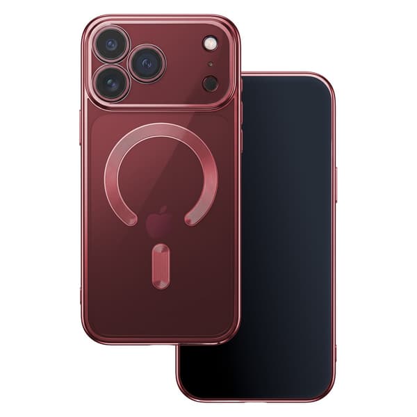 iPhone 18 Pro / iPhone 17 Pro - MagSafe-yhteensopiva Chrome-kuori - Dark Cherry