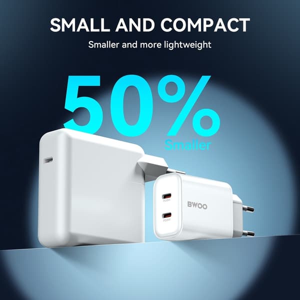 Hurtiglader til iPhone / Samsung QC 35W PD 2XUSB-C Væglader