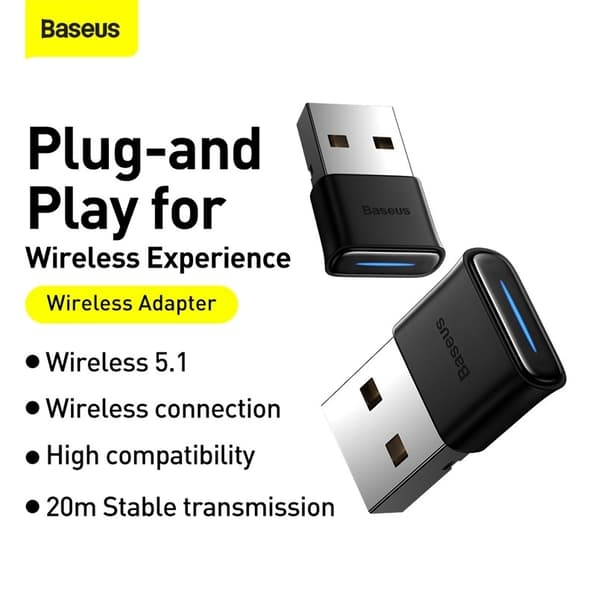 Baseus BA04 Bluetooth 5.1 USB-sovitin – Langaton yhteys jopa 20 metriin
