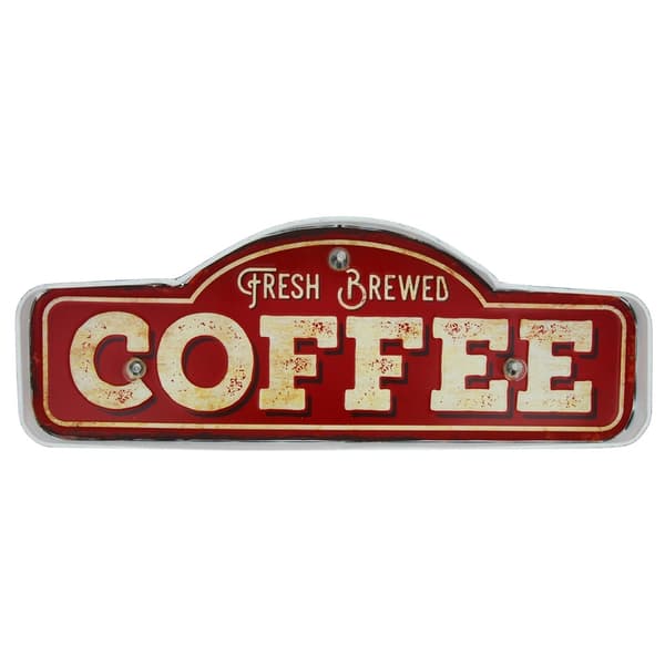 RETRO Metallskylt LED Fresh Brewed Kaffe Forever Light