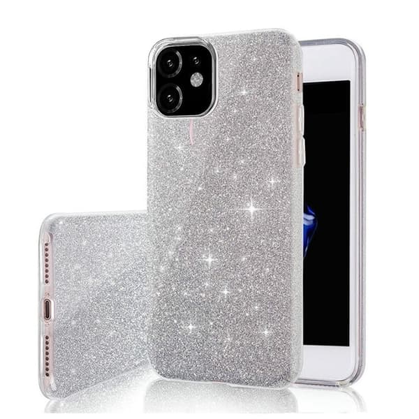 iPhone 12 / iPhone 12 PRO - 3in1 Glitter Elegant Mjuk Skal - Silver