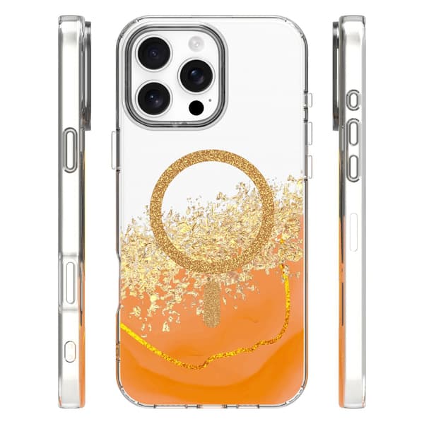 iPhone 16 Pro Max - MagSafe Epoxy Läpinäkyvä Suoja 3D-efektillä Oranssi