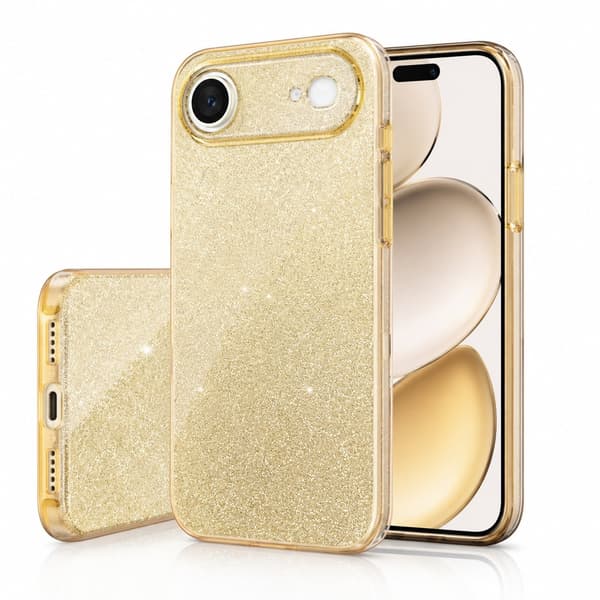 iPhone 17 Air - 3in1 Glitter Elegant Blød Cover Guld