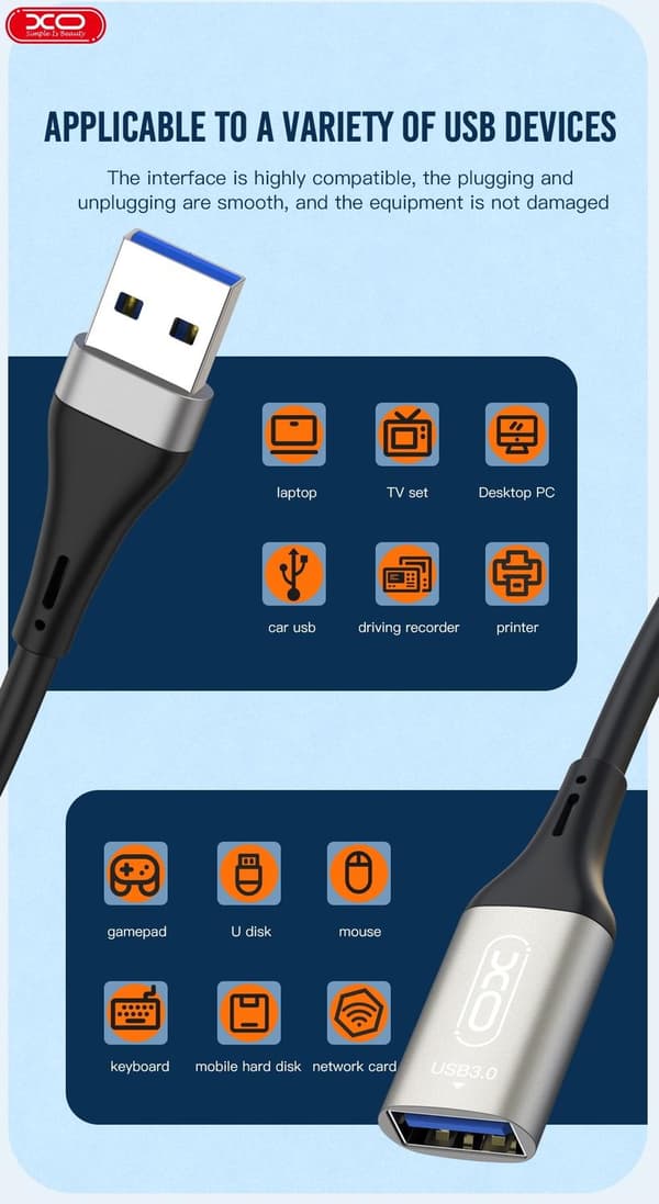 3m USB-A Hane till USB-A Hona Förlängningskabel – Snabb Dataöverföring