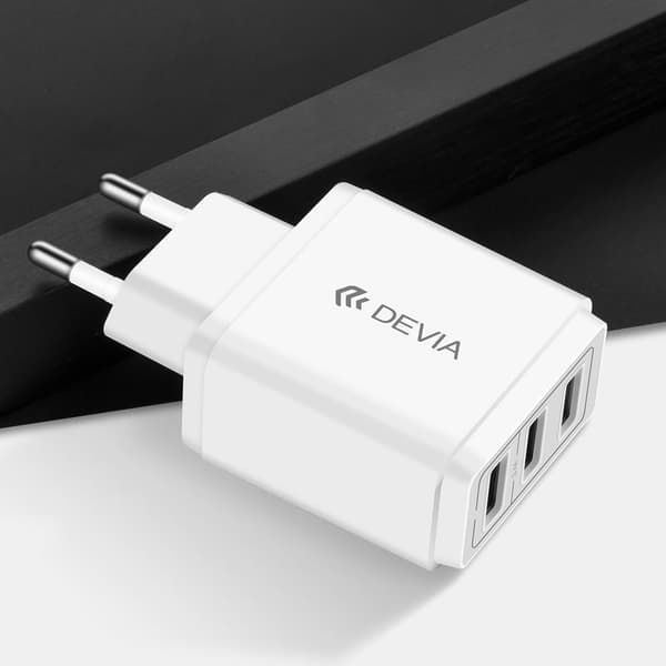 3xUSB 3.4A Snabbladdare Väggladdare – För iPhone, Samsung & Android (Vit)