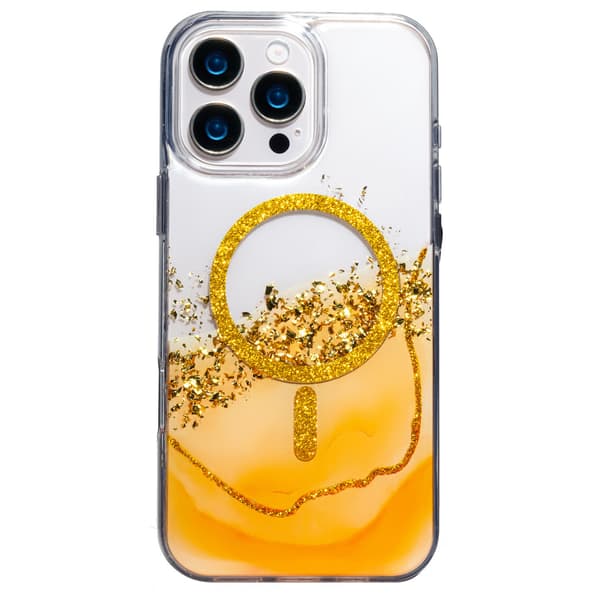 iPhone 16 Pro Max - MagSafe Epoxy Transparent Skydd med 3D Effekt Orange