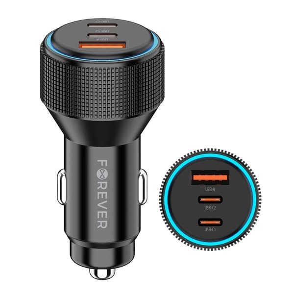 66W Hurtig biloplader 2X USB-C PD 3.0 / USB QC3.0 Til iPhone, Samsung