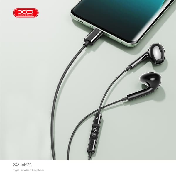 Til iPhone 15/16/17 kompatible USB-C In-Ear Hovedtelefoner med Mikrofon Sort