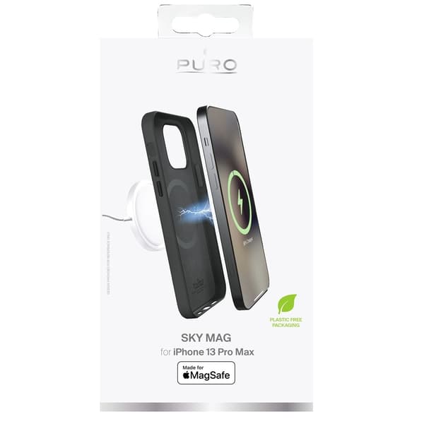 iPhone 13 Pro Max - Puro Magasafe SKYMAG Cover Læderlook Sort