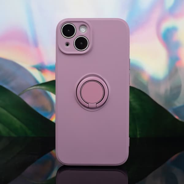 iPhone 15 - Finger Grip Cover Mat med Ringholder & Stativ - Lilla