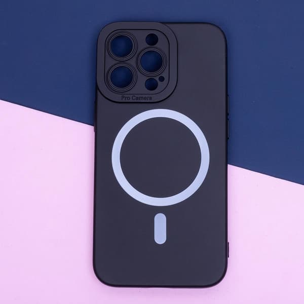 iPhone 16 Plus - MagSafe silikon ohut pehmeä kuori musta