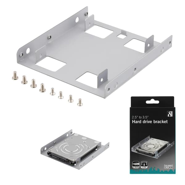 DELTACO Monteringsramme 2.5\" til 3.5\" HDD/SSD – Intern Adapter, Sølv (RAM-8)