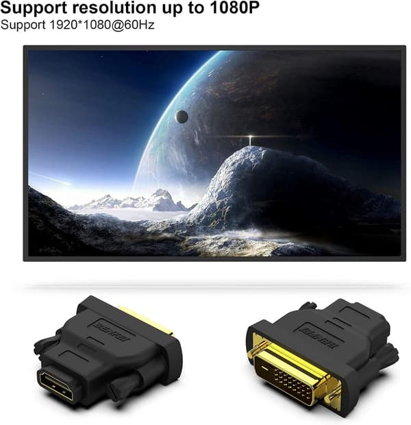 BENFEI DVI–HDMI-sovitin kaksisuuntainen Full HD 1080P – 2 kpl musta