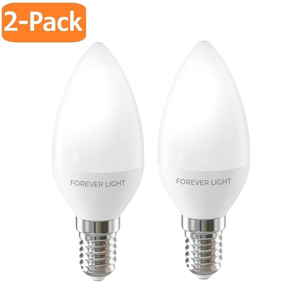 [2-PACK] Forever Light LED E14 C37 Glödlampa 4.8W 630lm 6000K Kallvit 50W Ekvivalent