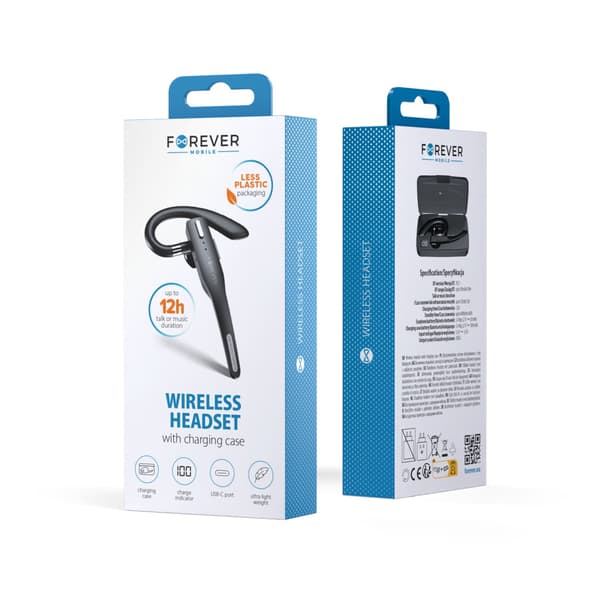 Forever BH-100 Bluetooth 5.4 Headset 12 timmars samtalstid, laddningsfodral