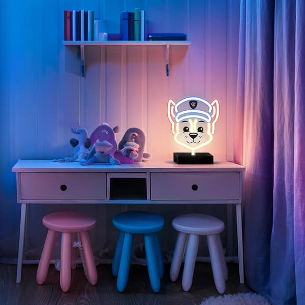 Paw Patrol Neon LED Chase – 25×25 cm med Stativ & USB-strøm