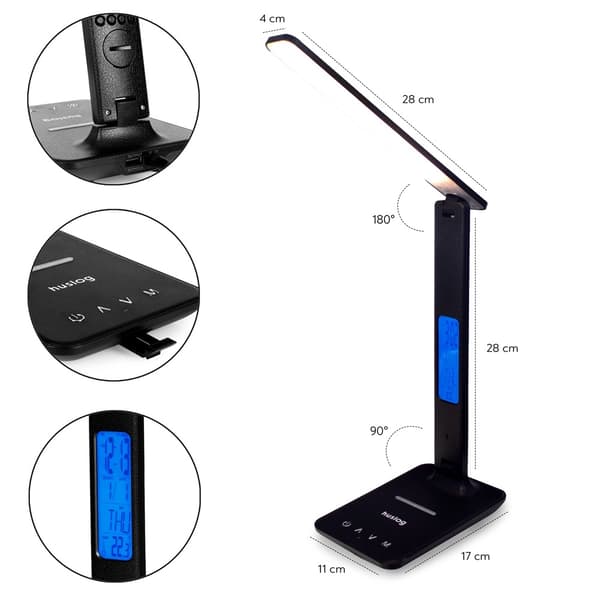 Huslog multifunktionel lampe med ur / Trådløs oplader til Apple Samsung