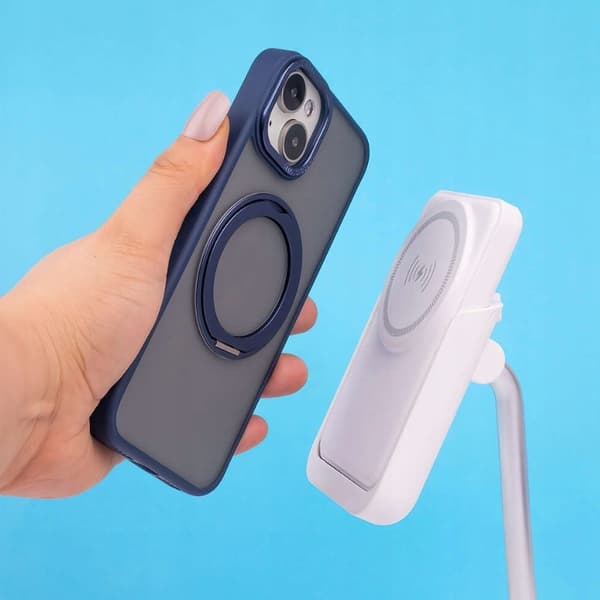 iPhone 15 Pro Max - Ring Roterende Cover MagSafe, Roterende Ring & Stativ Marineblå