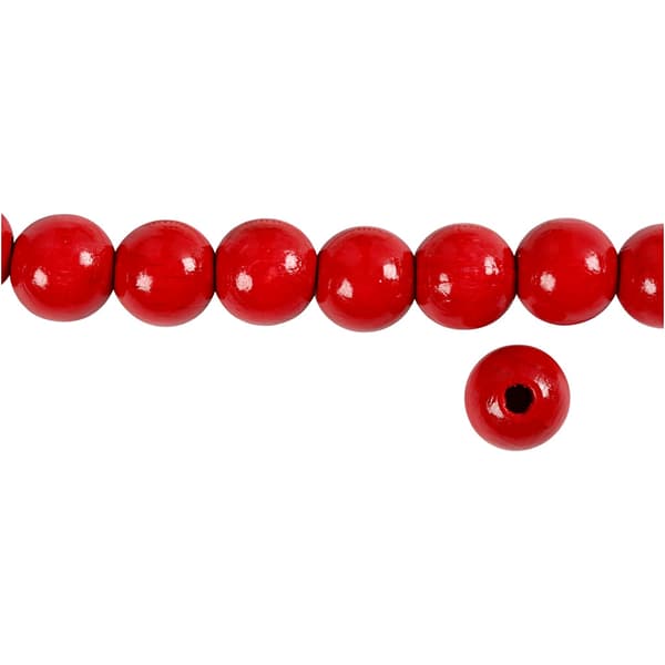Träpärlor - 12 mm - Röd - 22 g - ca 40 st
