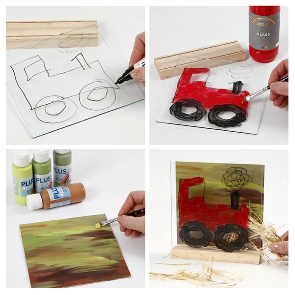 Display 3D-Platta Med Glas - 15x15 cm