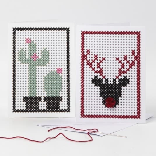 Kort till broderi - 10,5x15 cm - Vit - 6st
