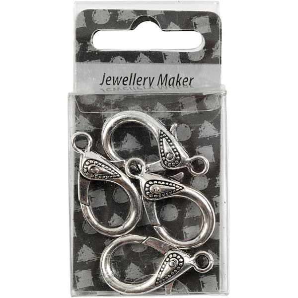 Karbinhakar - Antiksilver -L: 30 mm hålstrl: 3 mm - 4 st