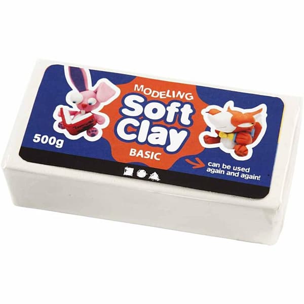 Soft Clay Modellera - Vit - 500 g