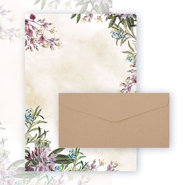 Brevpapper A4 - Vilda Ängsblommor - Inkl Kuvert - 20 ark