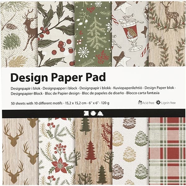 Paper Pad Julpapper i Grönt och Brunt - 6x6 Tum