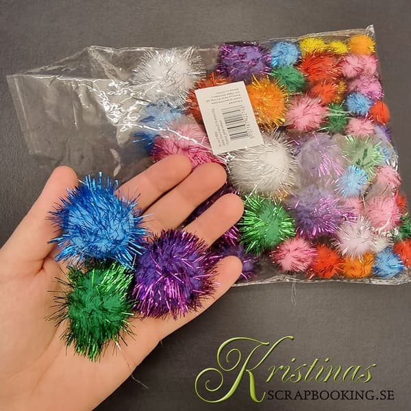 Pompong - 15-40 mm - Glitter Mix - 75 st