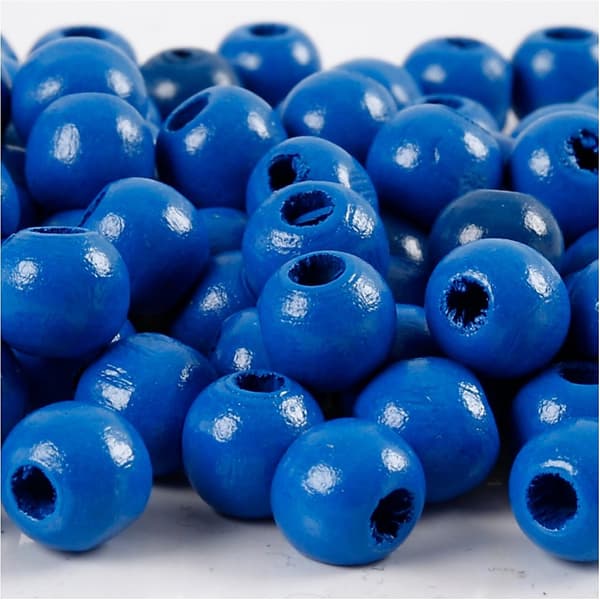Träpärlor - 8 mm - Blå - 15 g - ca 80 st