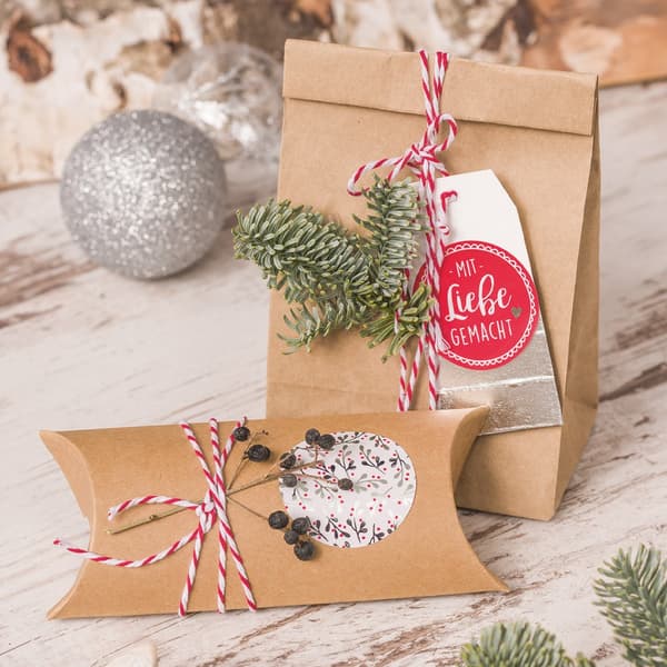 Presentask Pillow Box - 6 st - Natur - 12,5 cm