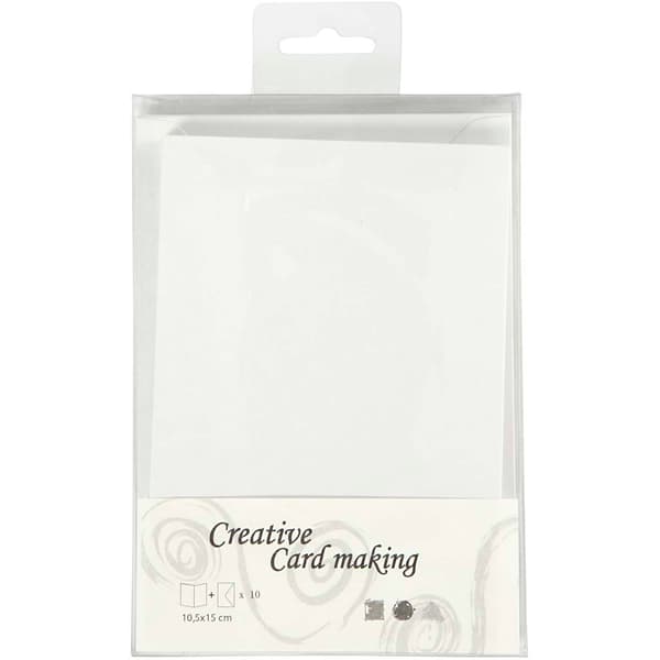 Kort och kuvert - A6 - Pärlemo Creme - 10 set