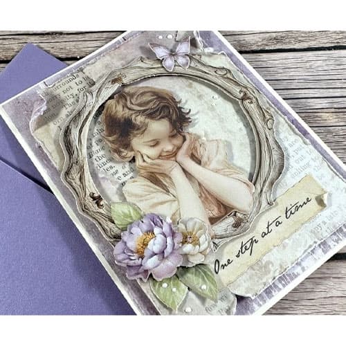 Chipboard Die Cuts - Quiet Days - Frame with Flowers
