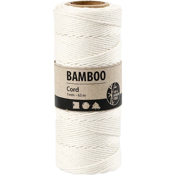 Bambusnöre 1 mm - 65 meter - Vit