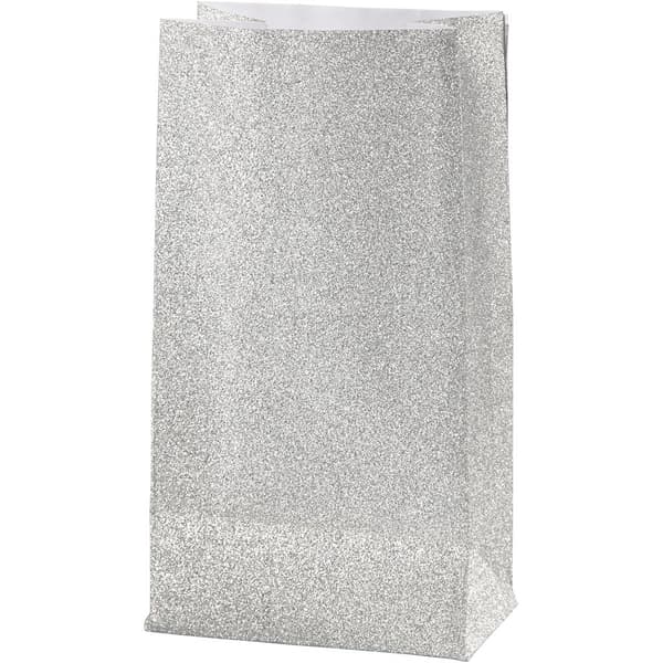 Presentpåsar  8 st - H: 17 cm - Glittrande Silver