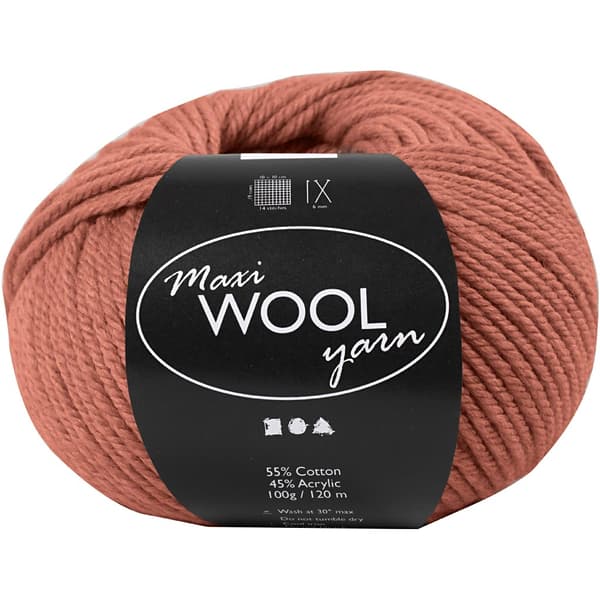 Maxi Wool Ullgarn - Mörkrosa - 100 g