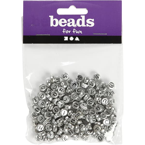 Bokstavspärlor - 7 mm - Hål 1,2 mm - Silver - 200 st