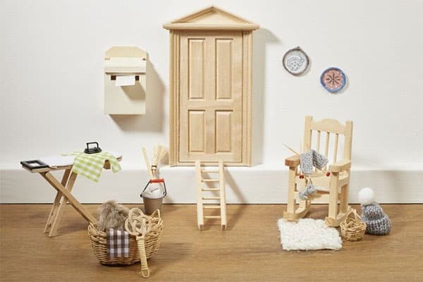 Miniatyr Stickning - Grå - 5,5x2,5x1 cm