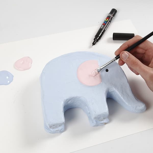 Papier Maché - Elefant - Höjd: 14 cm
