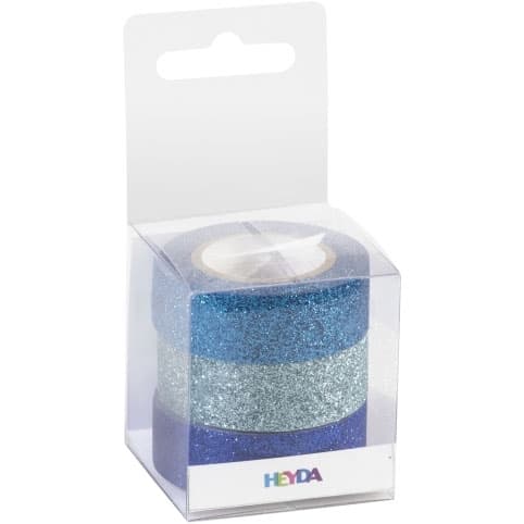 Glittertejp Heyda - 15 mm 3-pack - Blå Nyanser