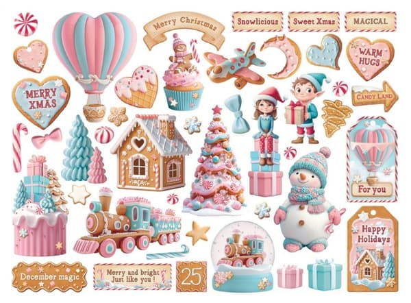Die Cuts Stamperia Chipboard - Candy Christmas - 46 st