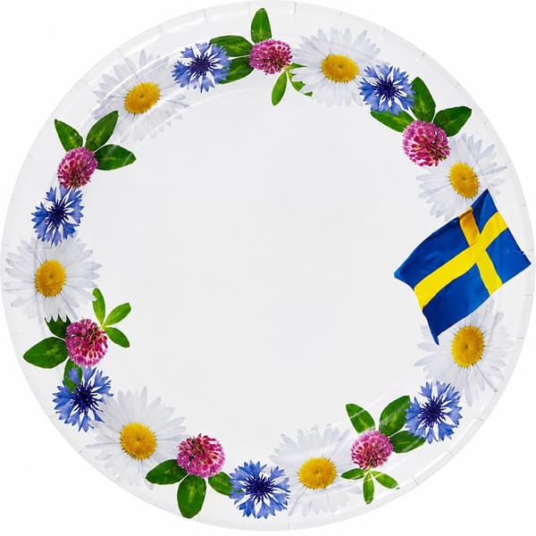 Papperstallrikar 23 cm - 8 st - Sommarkrans