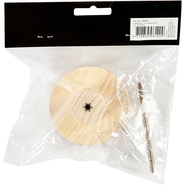 Träknopp Platt Rund - 7 cm - Furu