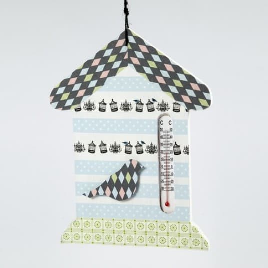 Trähus med termometer - stl. 23,5x16,5 cm - Kejsarträd