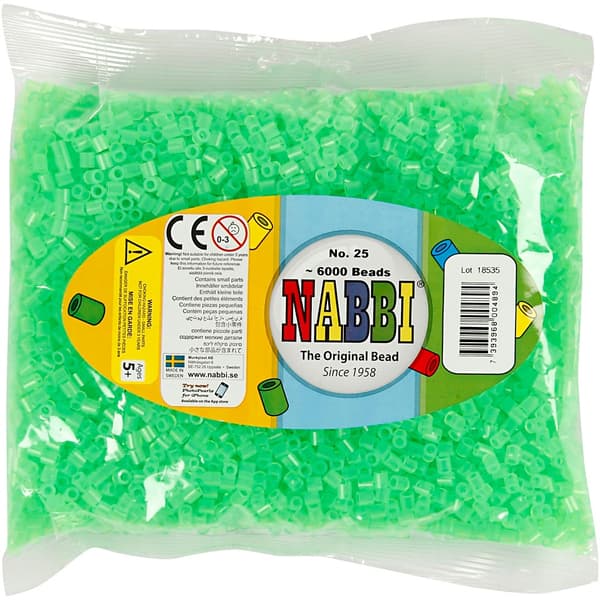 Nabbi Pärlor 6000 st - Neongrön nr 25 - Medium