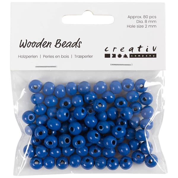 Träpärlor - 8 mm - Blå - 15 g - ca 80 st