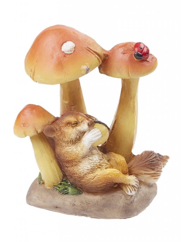 Polyresin Figur Mus och Svampar - 5,5 cm